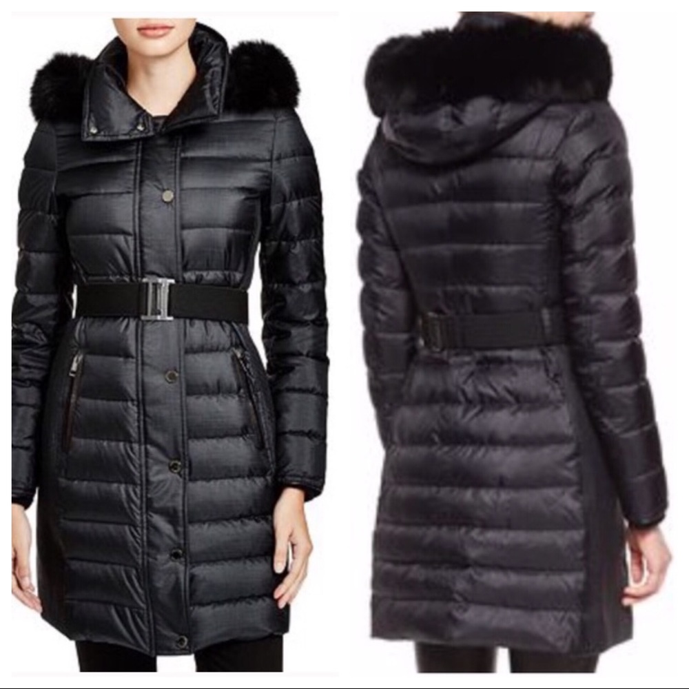 Burberry Abbeydale Fur Trim Puffer Down Coat